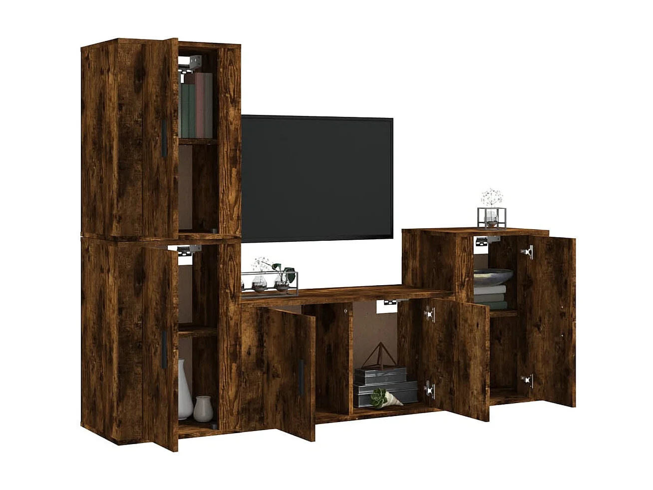 Ensemble de meubles TV 4 pcs Chêne fumé Bois d'ingénierie