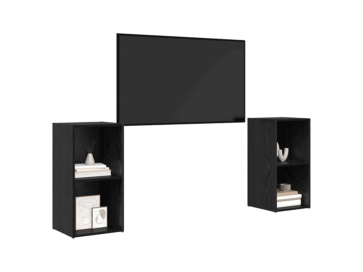 2-delige tv-meubelset Zwart eiken 72 x 35 x 36,5 cm