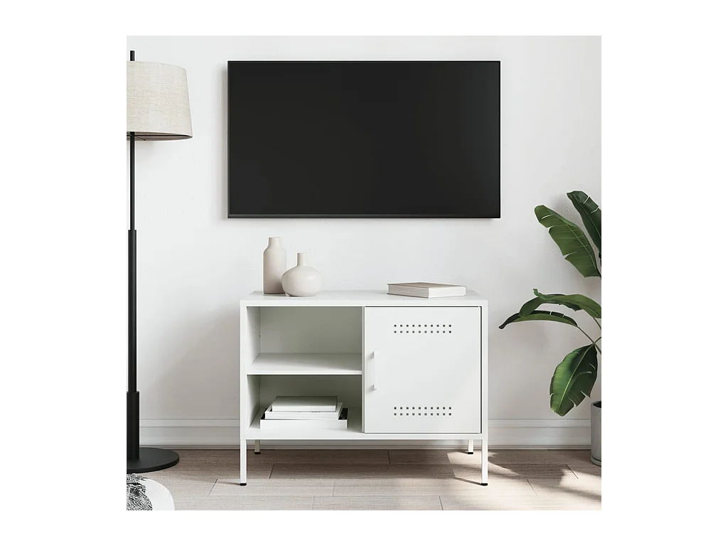 Meuble TV blanc 68x39x50,5 cm acier