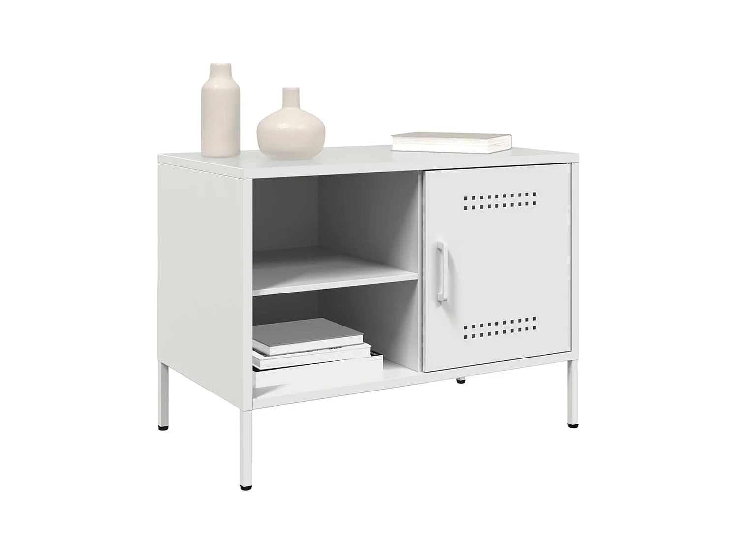 Meuble TV blanc 68x39x50,5 cm acier