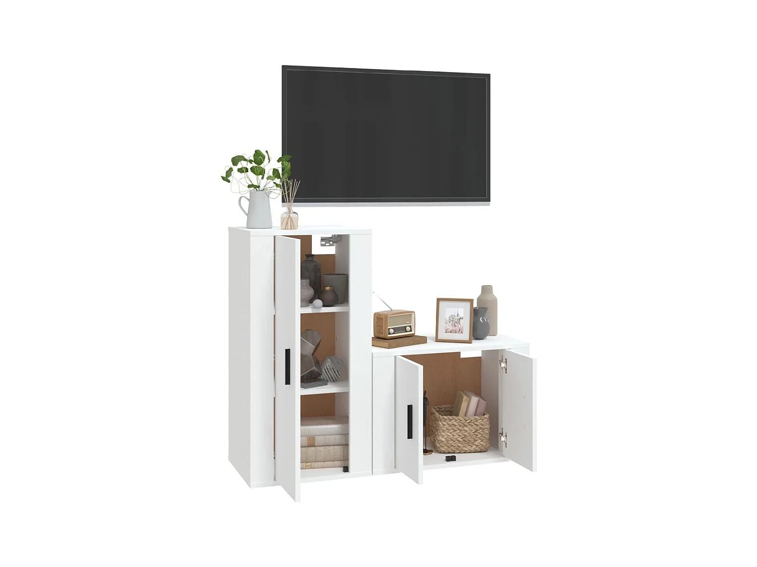 Ensemble de meubles TV 2 pcs Blanc Bois d'ingénierie