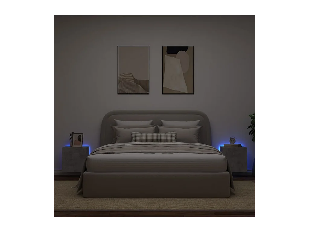 Wandmeubels met LED-verlichting 2 stuks betongrijs 40,5x35x40 cm