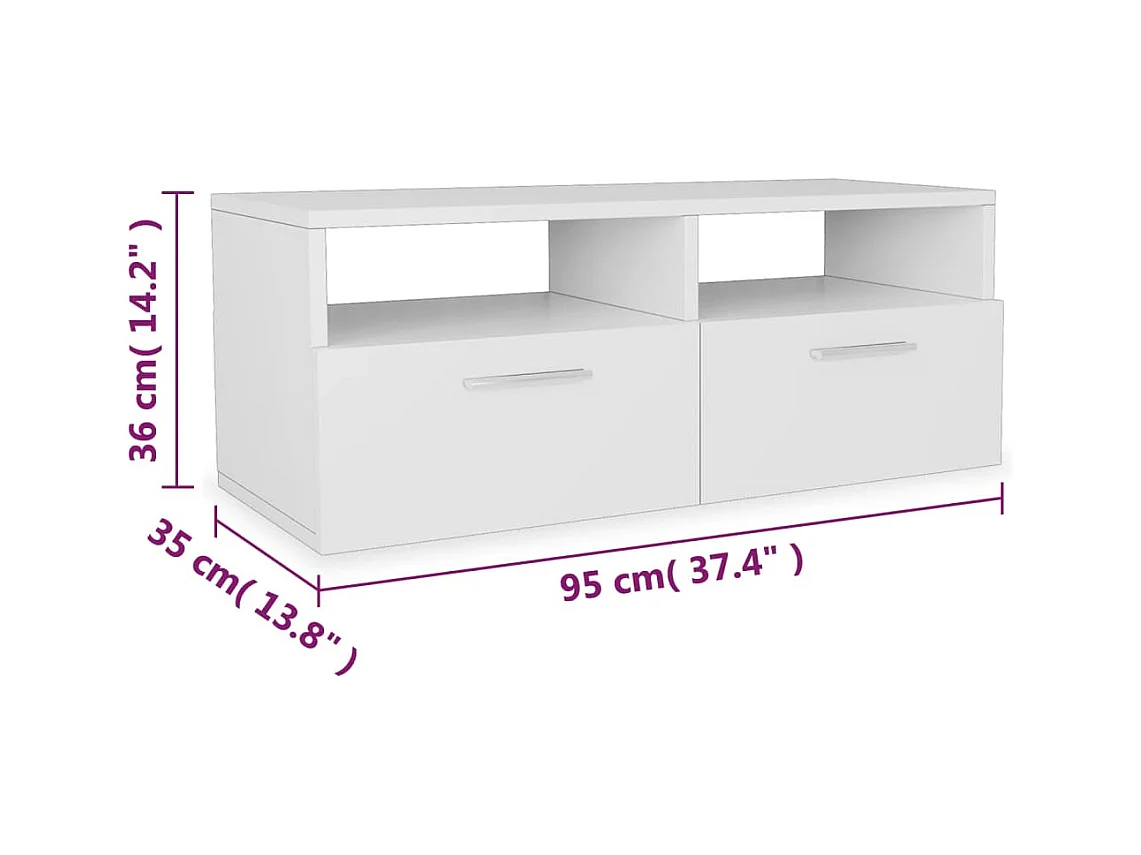 Meubles TV 2 pcs Bois d’ingénierie 95x35x36 cm Blanc