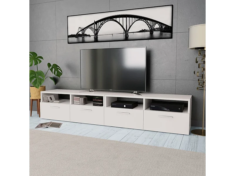 Meubles TV 2 pcs Bois d’ingénierie 95x35x36 cm Blanc
