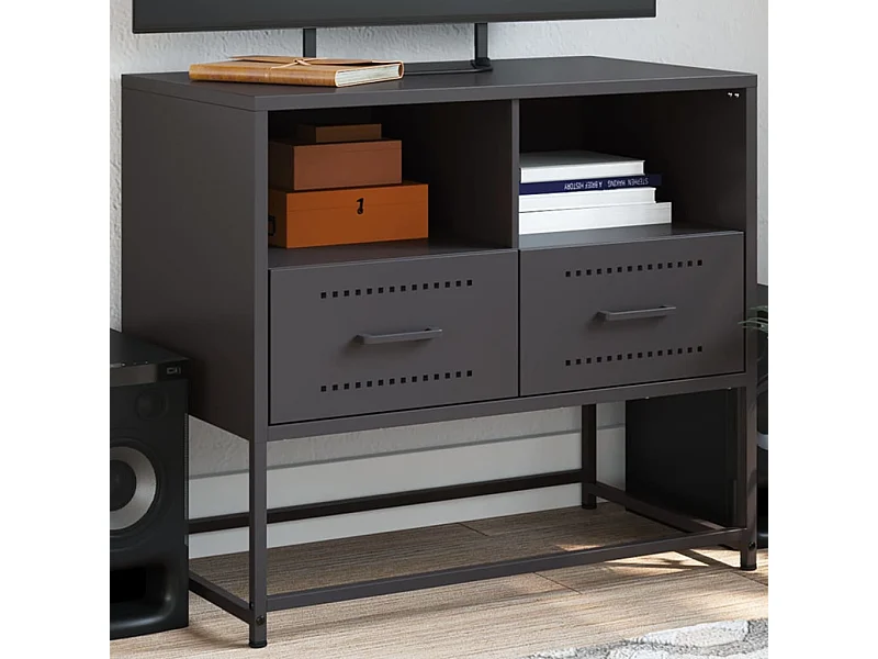 Meuble TV noir 68x39x60,5 cm acier