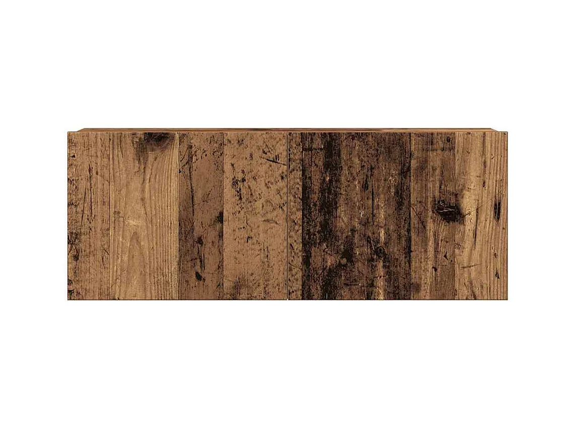 Set di mobili porta TV da parete da 4 pezzi, legno invecchiato, legno ingegnerizzato