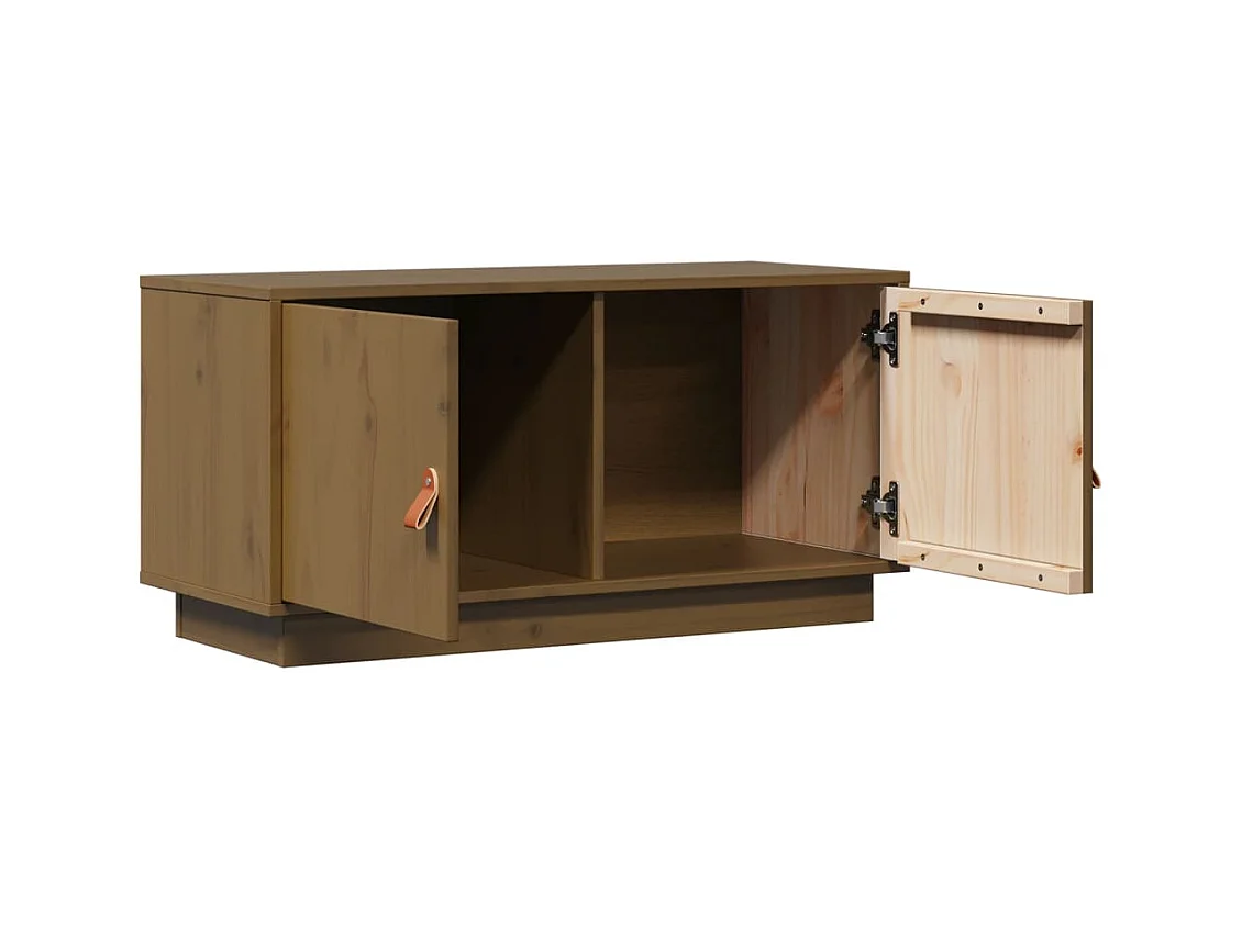 Meuble TV Marron miel 80x34x40 cm Bois de pin massif
