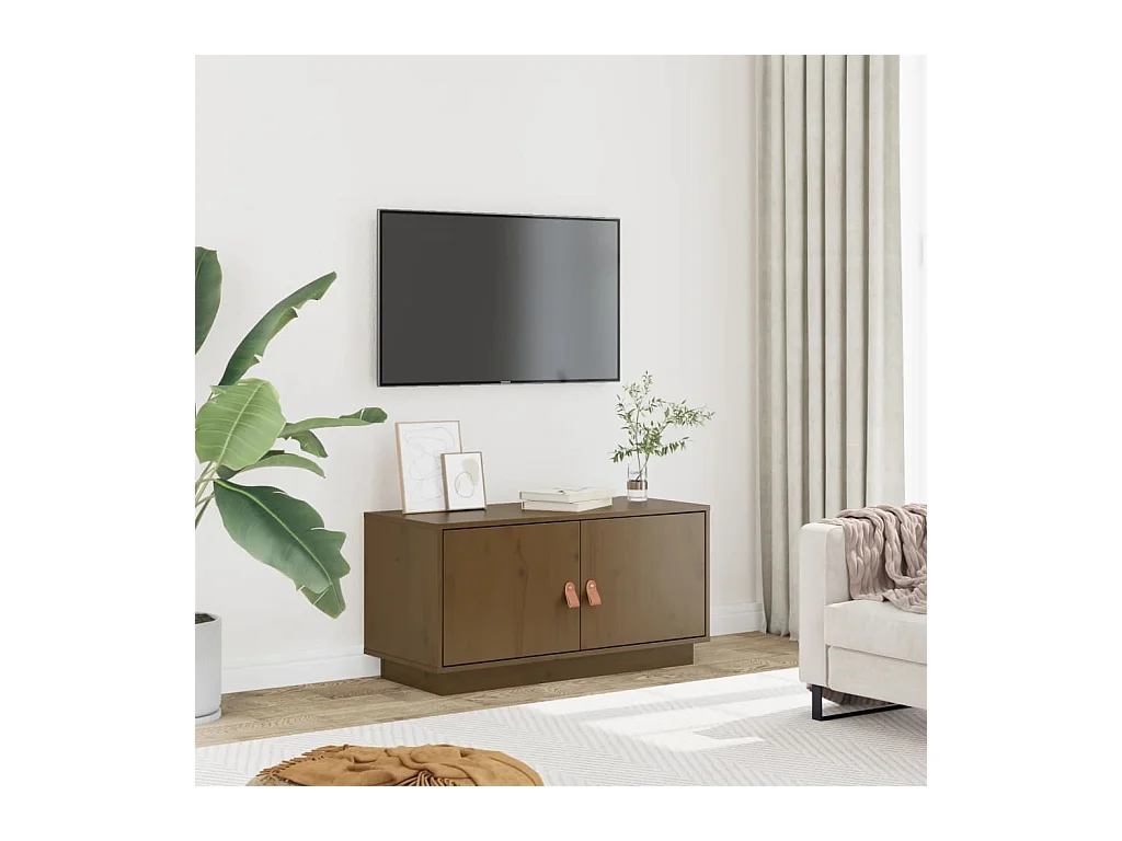 Mobile TV color miele 80x34x40 cm in legno massello di pino