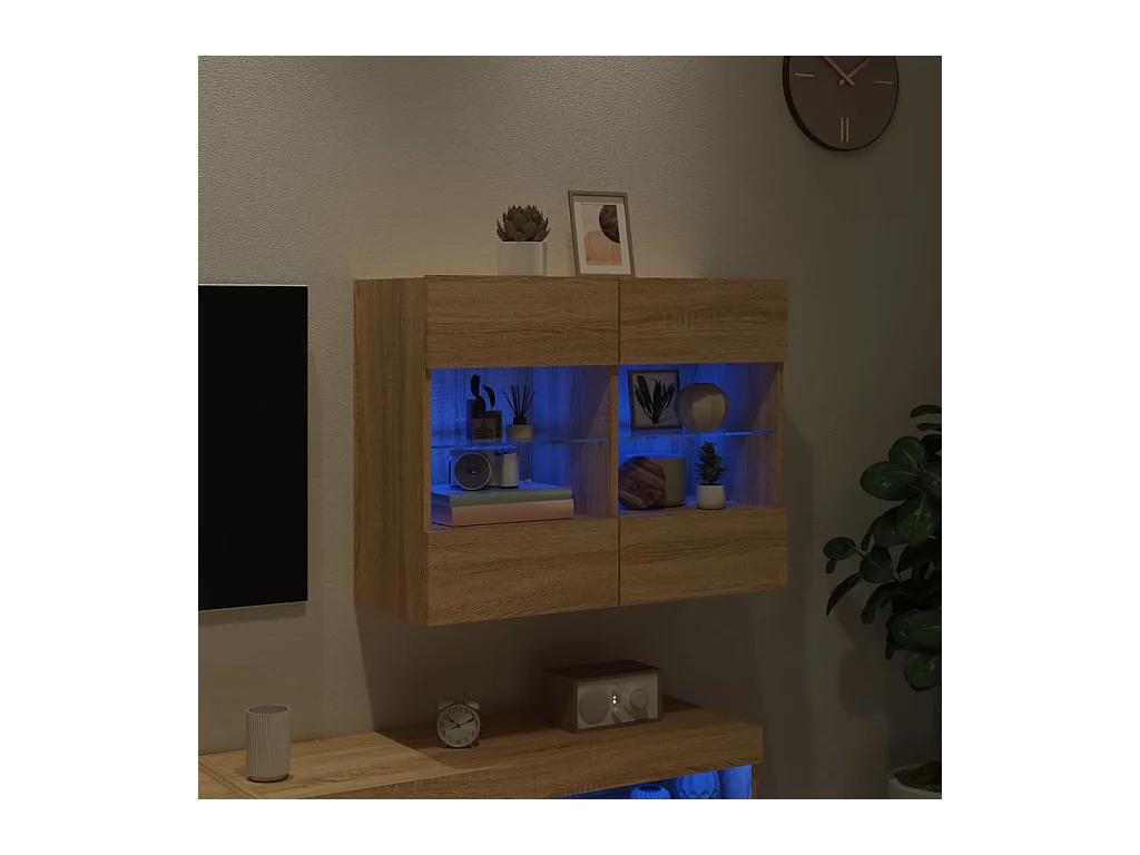 Wandmeubel met LED-verlichting Sonoma eiken 78,5x30x60,5 cm