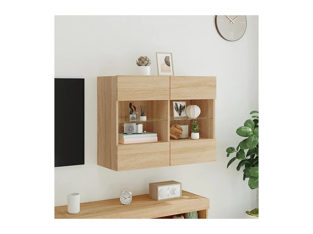 Wandmeubel met LED-verlichting Sonoma eiken 78,5x30x60,5 cm