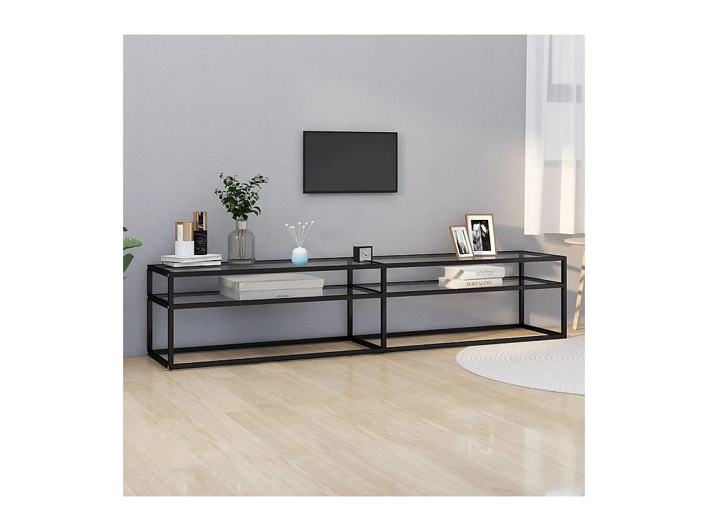 Meuble TV transparent 200x40x40,5 cm verre trempé