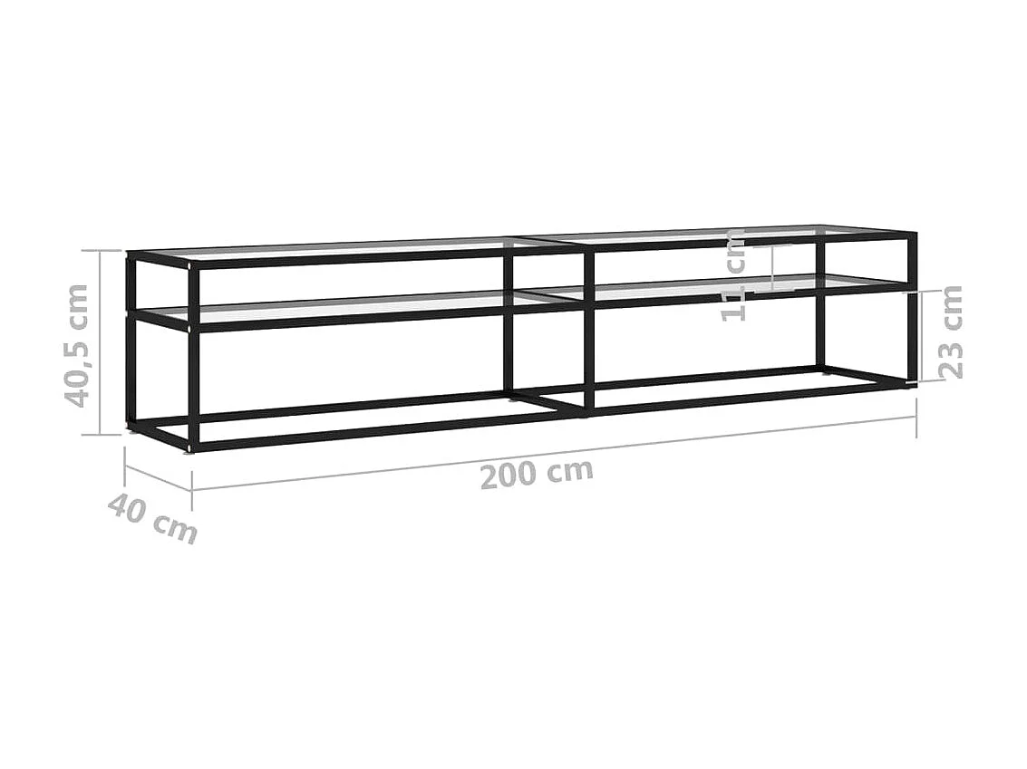 Mueble TV transparente 200x40x40,5 cm cristal templado