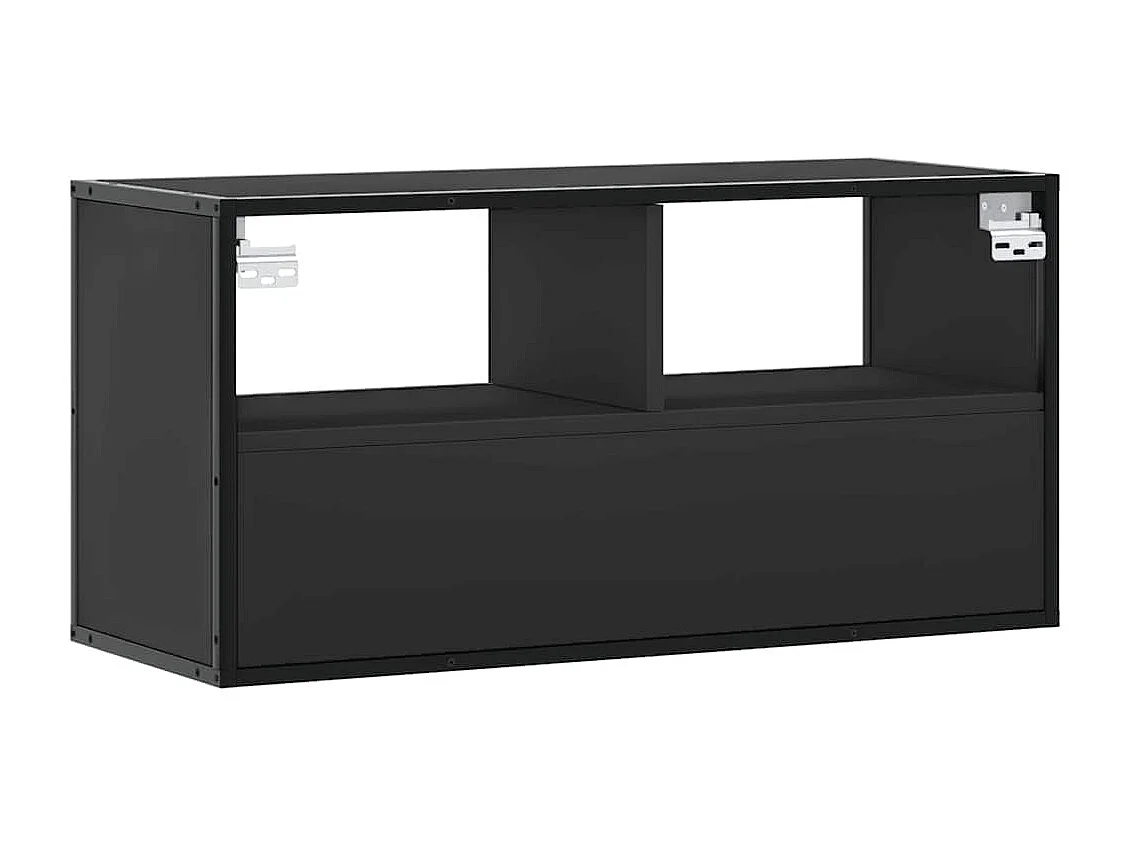 Mueble de TV negro 80x31x39,5 cm de madera contrachapada y metal