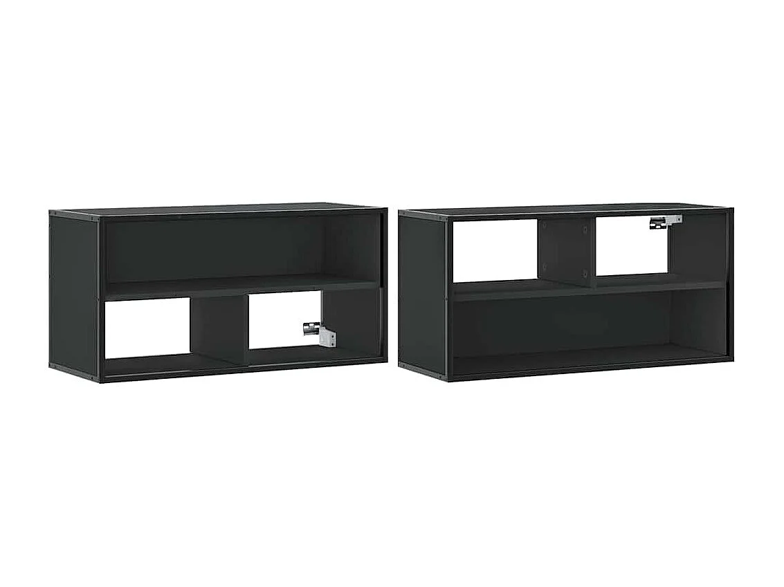 Mueble de TV negro 80x31x39,5 cm de madera contrachapada y metal
