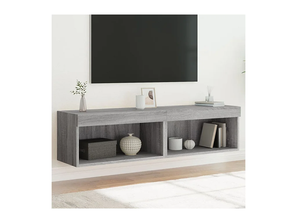 Meubles TV avec lumières LED 2 pcs sonoma gris 60x30x30 cm