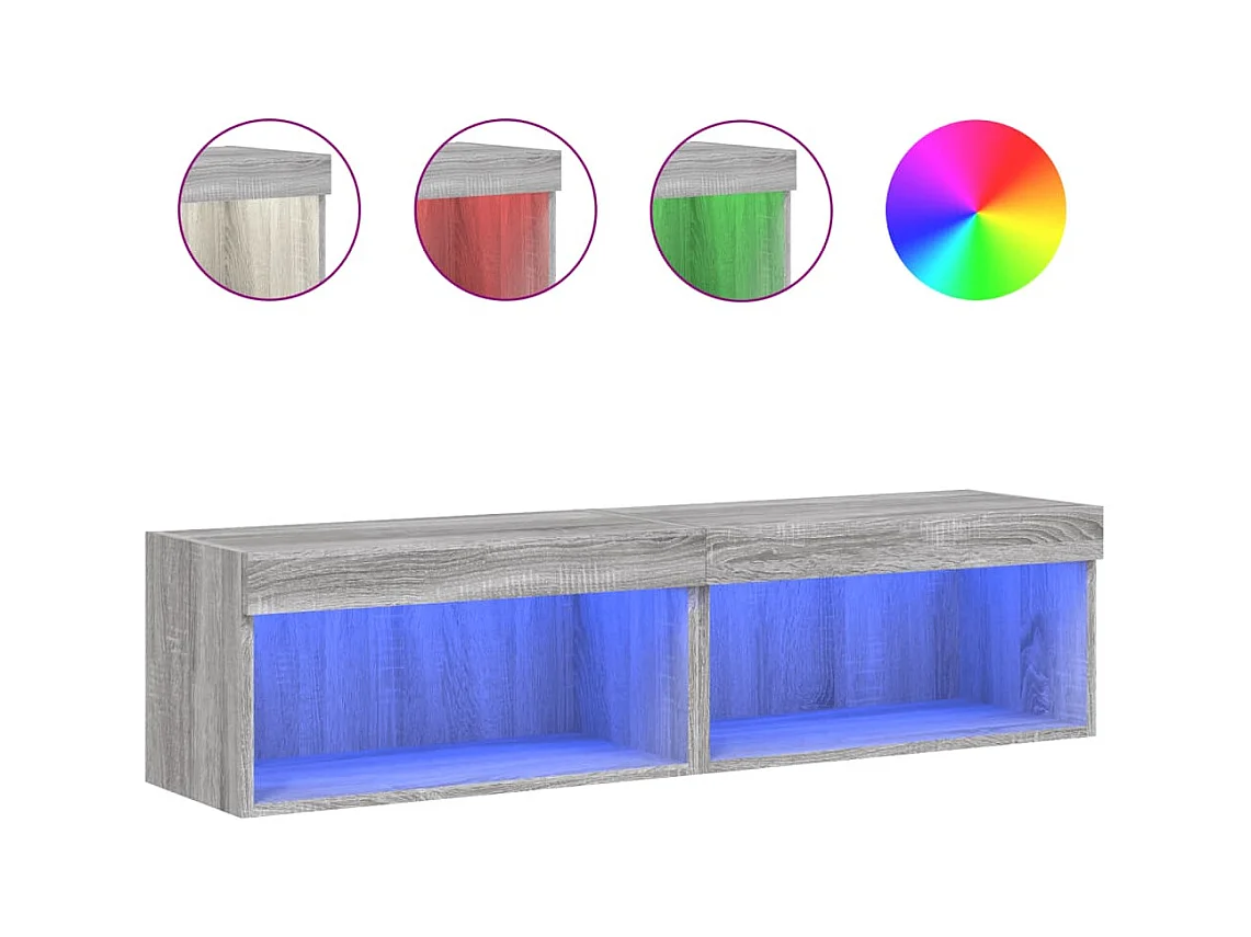 Meubles TV avec lumières LED 2 pcs sonoma gris 60x30x30 cm