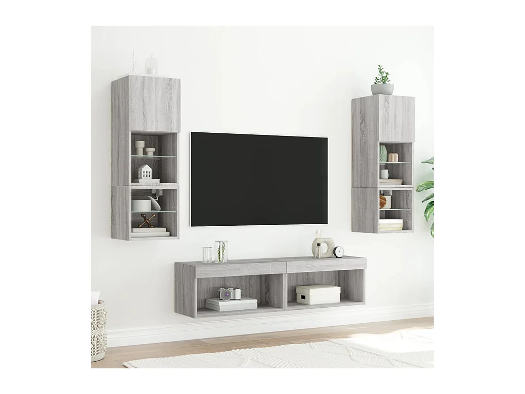Meubles TV avec lumières LED 2 pcs sonoma gris 60x30x30 cm