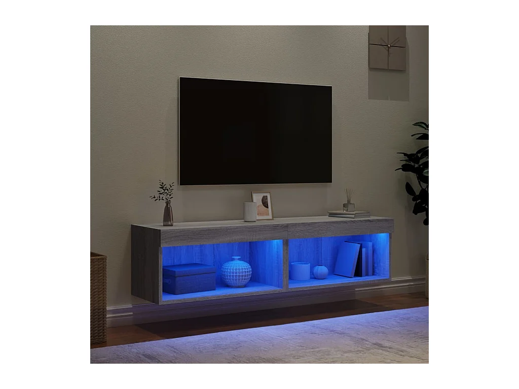 Meubles TV avec lumières LED 2 pcs sonoma gris 60x30x30 cm