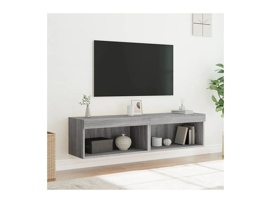 Meubles TV avec lumières LED 2 pcs sonoma gris 60x30x30 cm