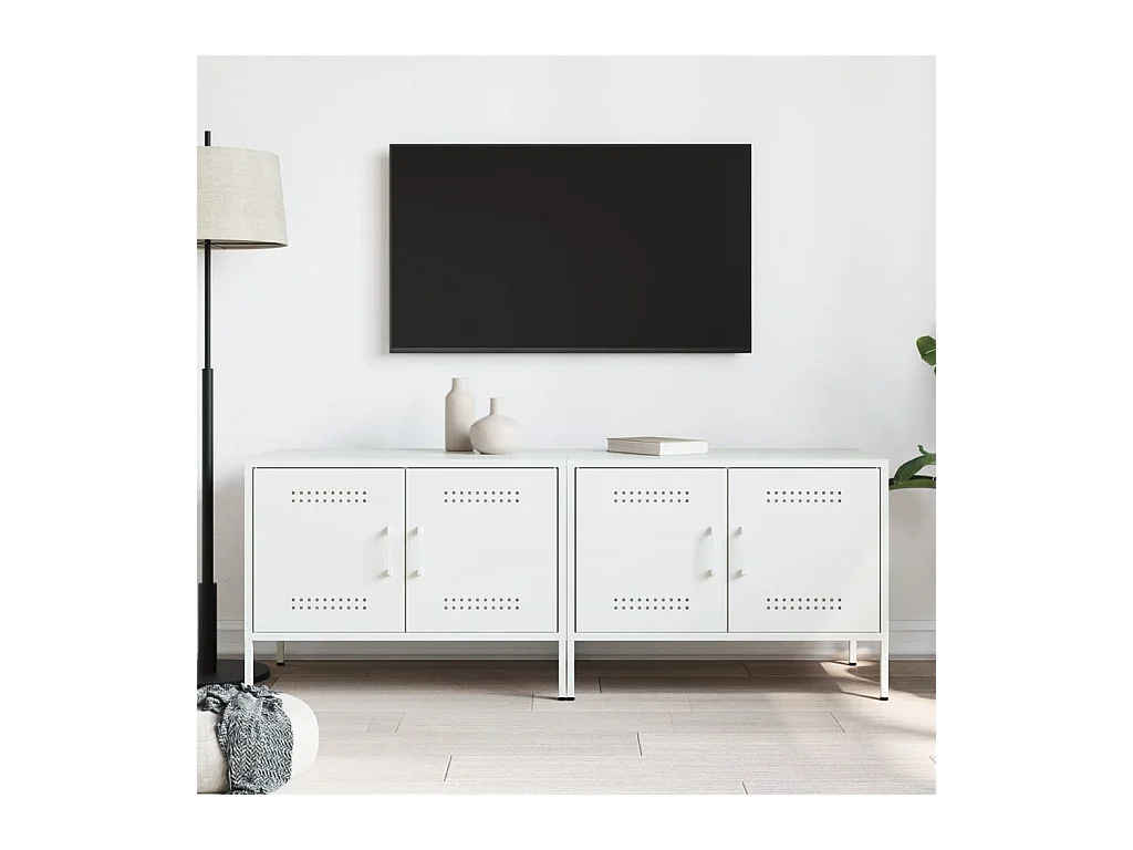 Meubles TV 2 pcs blanc 68x39x50,5 cm acier