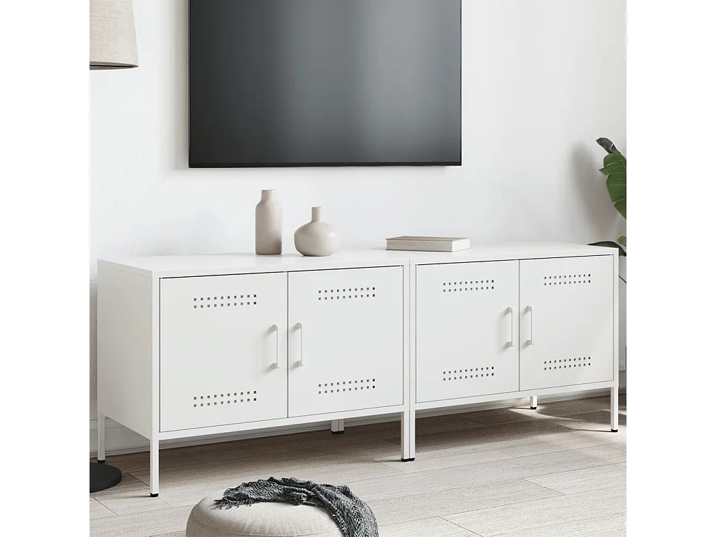 Meubles TV 2 pcs blanc 68x39x50,5 cm acier