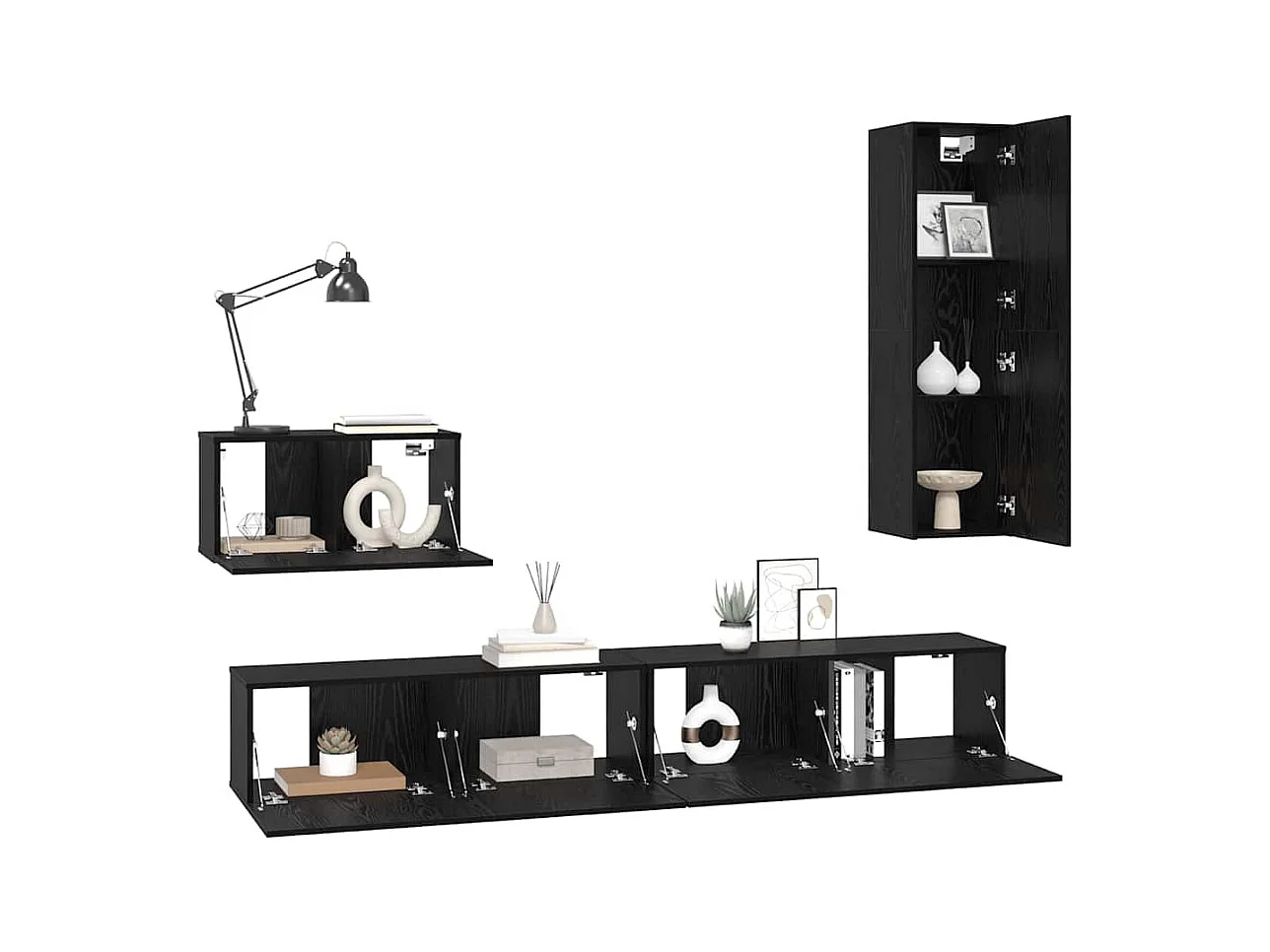 Mobile TV a parete Mobile TV a parete 4 pezzi Rovere nero 200 x 30 x 30 cm