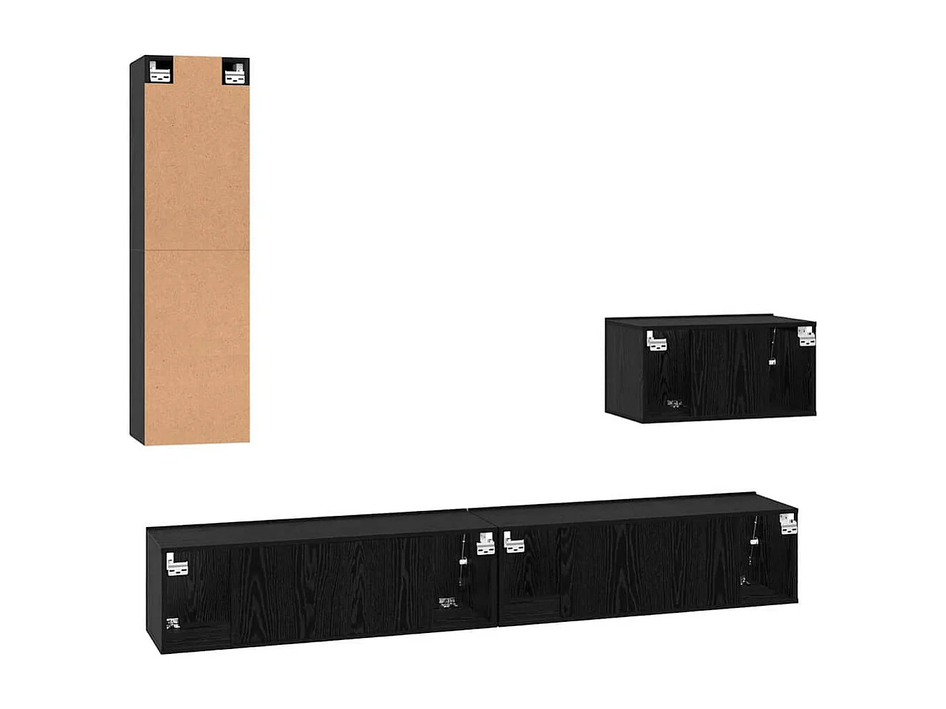 Mobile TV a parete Mobile TV a parete 4 pezzi Rovere nero 200 x 30 x 30 cm