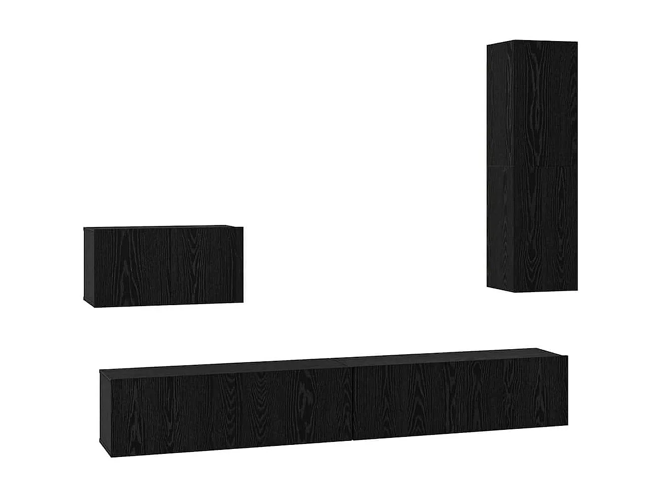 Meuble TV mural Montage mural 4 pcs Chêne noir 200 x 30 x 30 cm