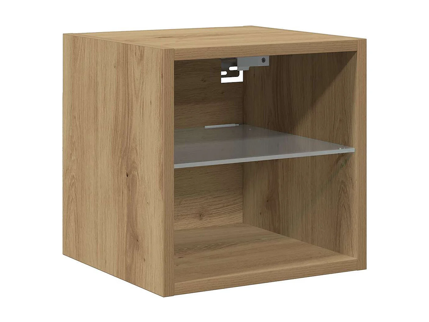 Mobile porta TV a parete con luci LED, rovere lavorato a mano, 30x28,5x30 cm