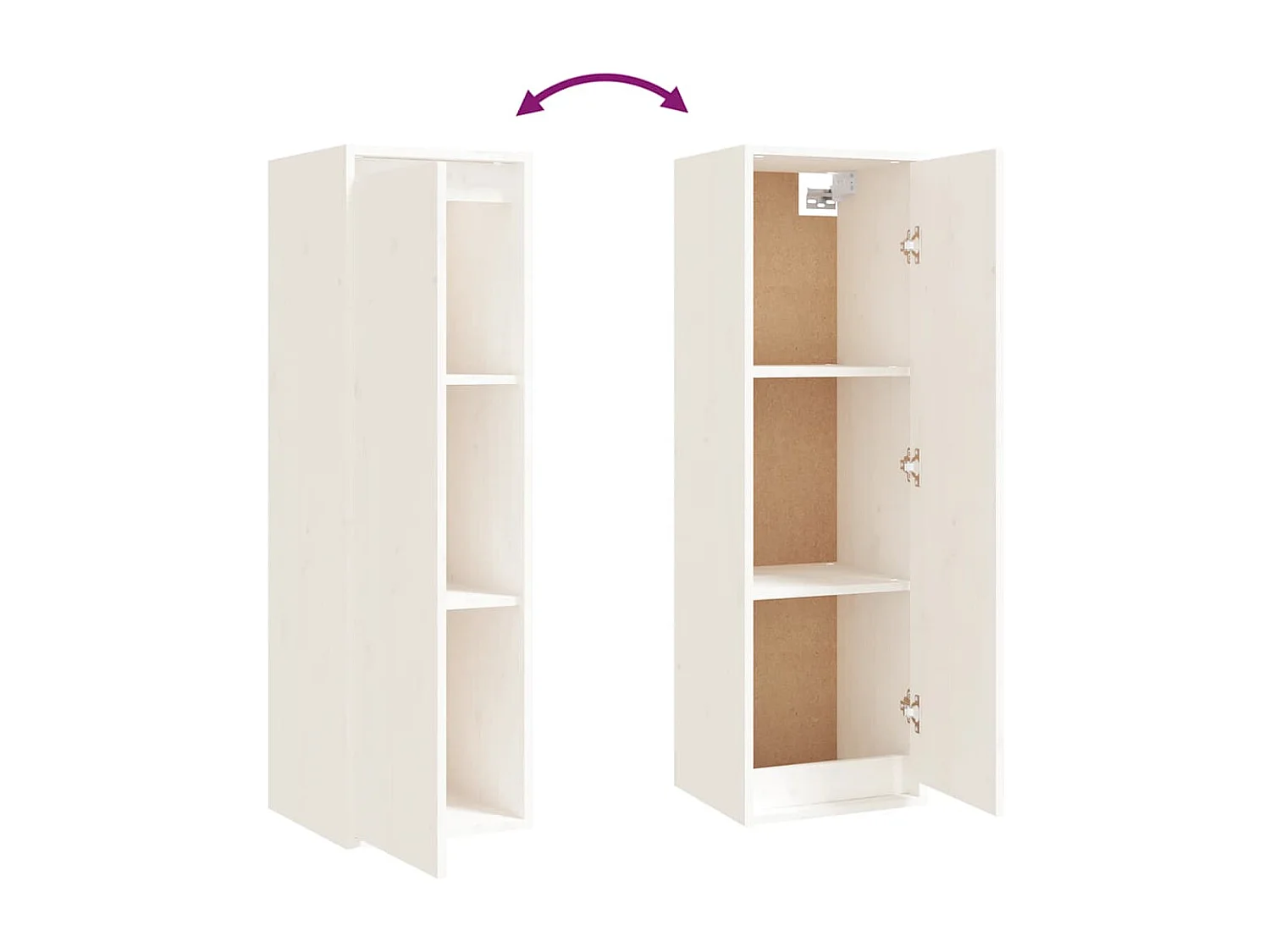 3-delige tv-kast Wit Massief grenenhout