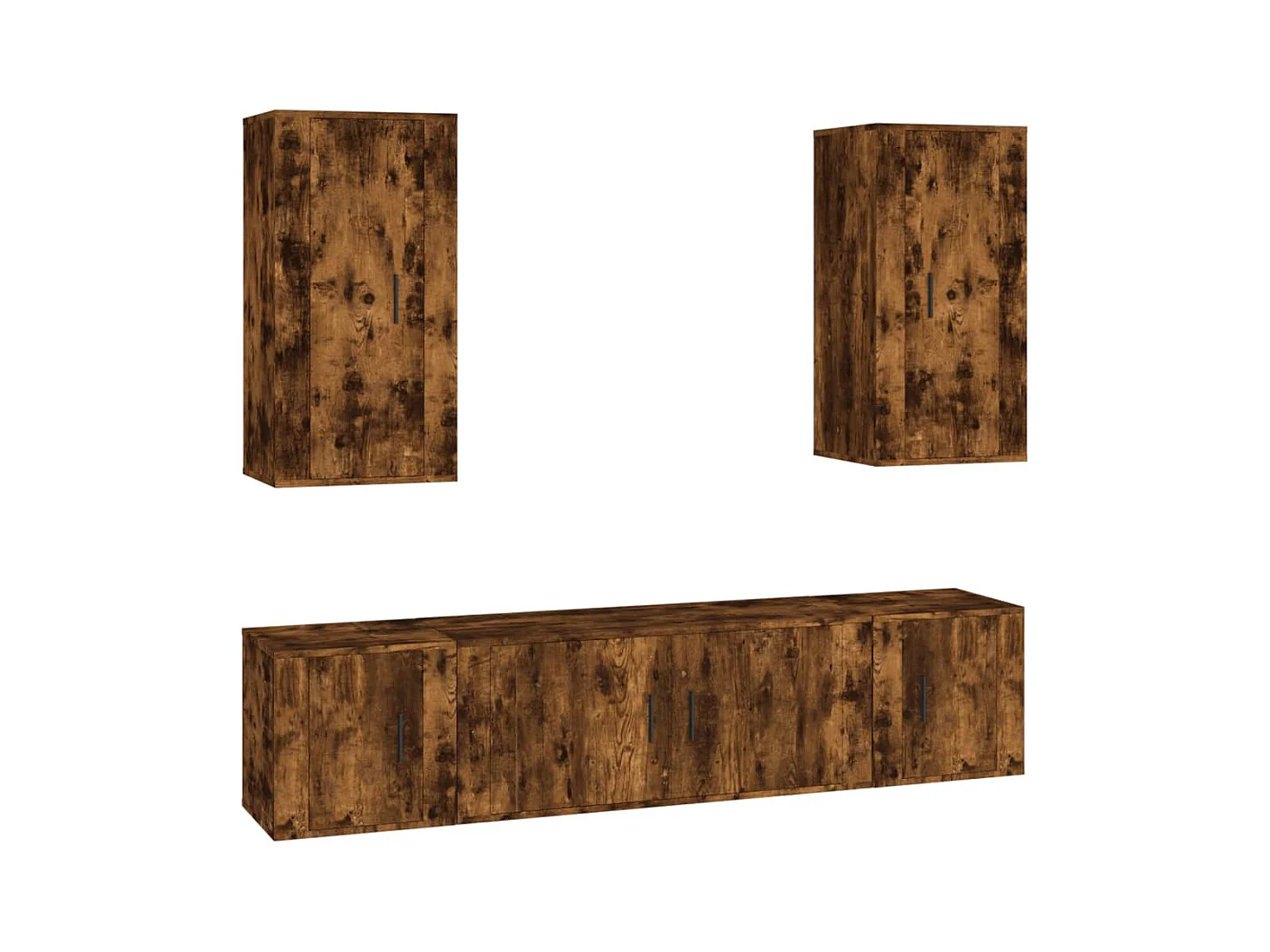 Set di mobili TV da 5 pezzi in rovere affumicato, legno ingegnerizzato