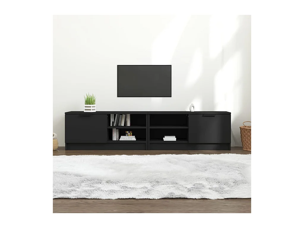 Mobile TV 2 pezzi Nero 80x35x36,5 cm Legno ingegnerizzato