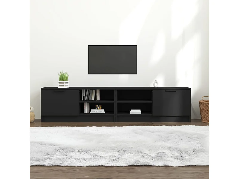 Meubles TV 2 pcs Noir 80x35x36,5 cm Bois d'ingénierie