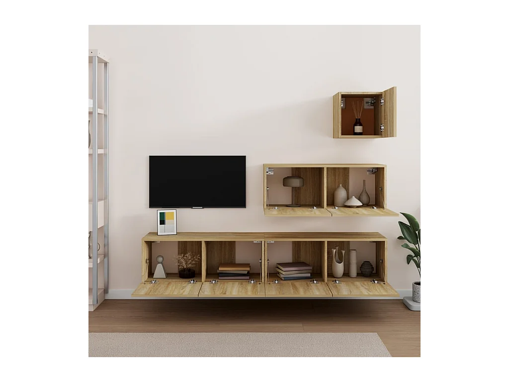 Ensemble de meubles TV 4 pcs Chêne sonoma Bois d'ingénierie