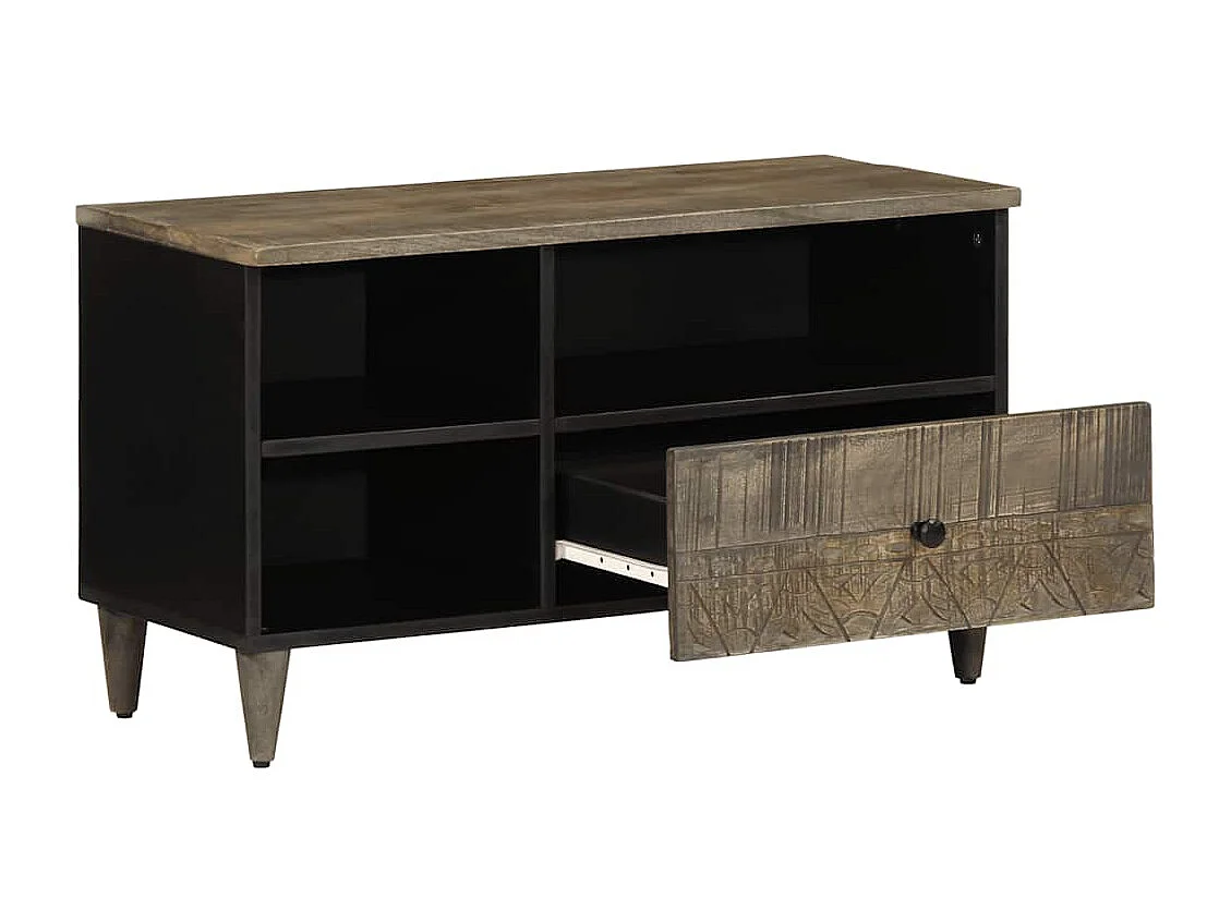 Zwarte tv-kast 80x33x46 cm massief mangohout