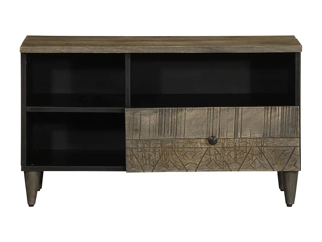 Zwarte tv-kast 80x33x46 cm massief mangohout