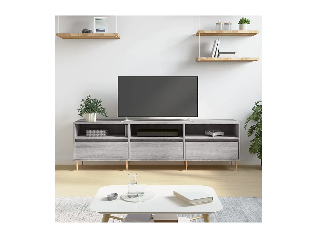 Meuble TV sonoma gris 150x30x44,5 cm bois d'ingénierie