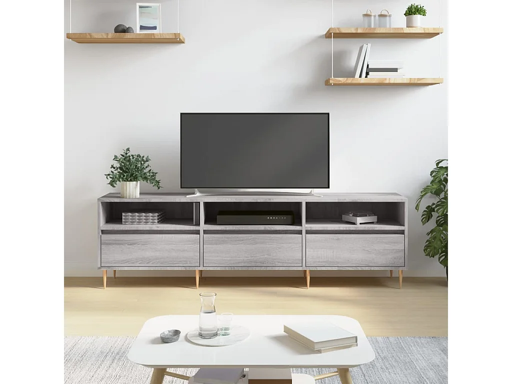 Meuble TV sonoma gris 150x30x44,5 cm bois d'ingénierie