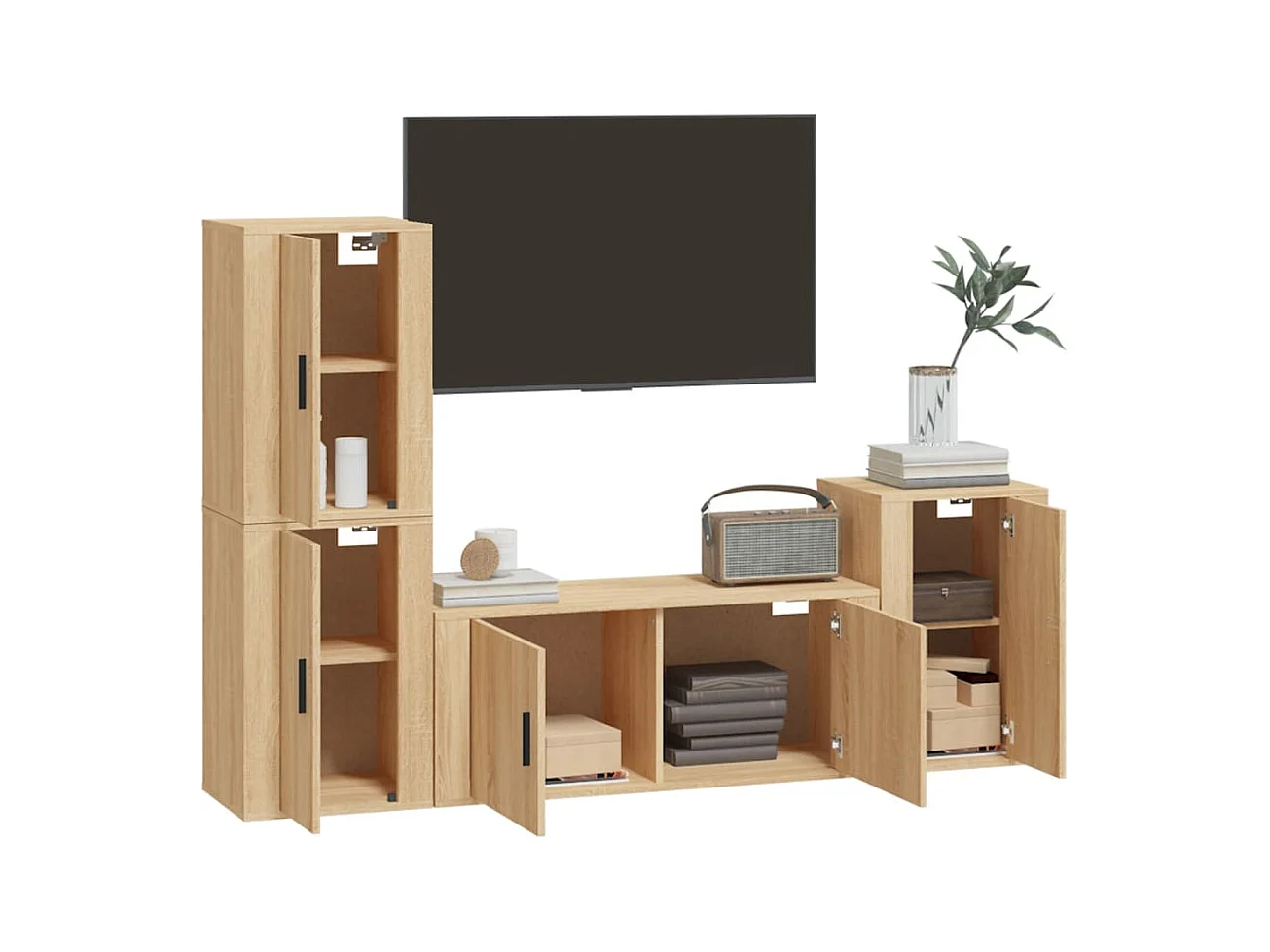 Ensemble de meubles TV 4 pcs Chêne sonoma Bois d'ingénierie