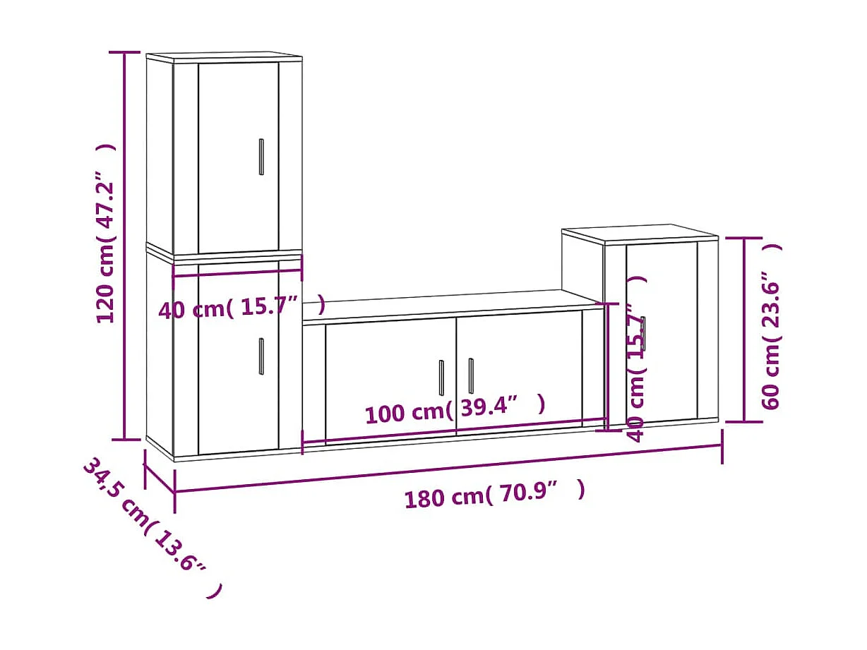 Ensemble de meubles TV 4 pcs Chêne sonoma Bois d'ingénierie