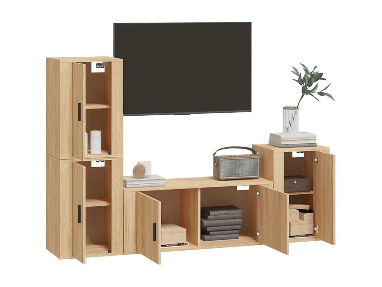 Ensemble de meubles TV 4 pcs Chêne sonoma Bois d'ingénierie