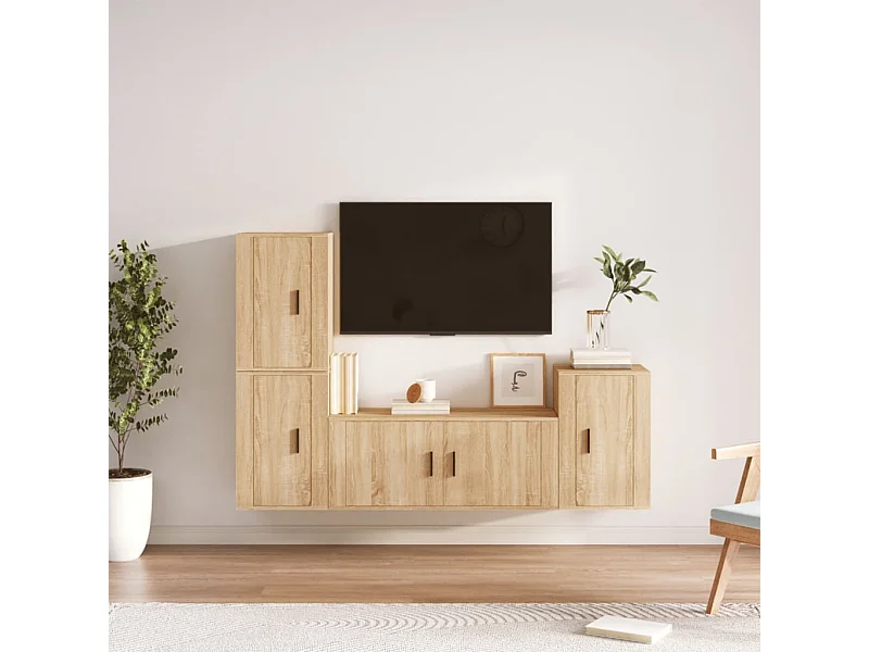 Ensemble de meubles TV 4 pcs Chêne sonoma Bois d'ingénierie