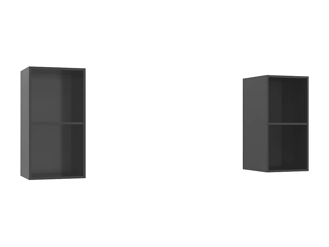 Meubles TV muraux 2 pcs Gris brillant Bois d'ingénierie