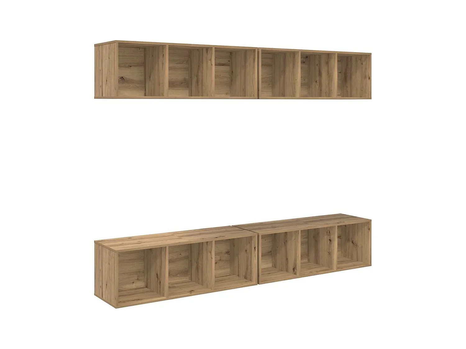 Meuble TV mural 4 pcs chêne artisanal 37 x 37 x 107,5 cm