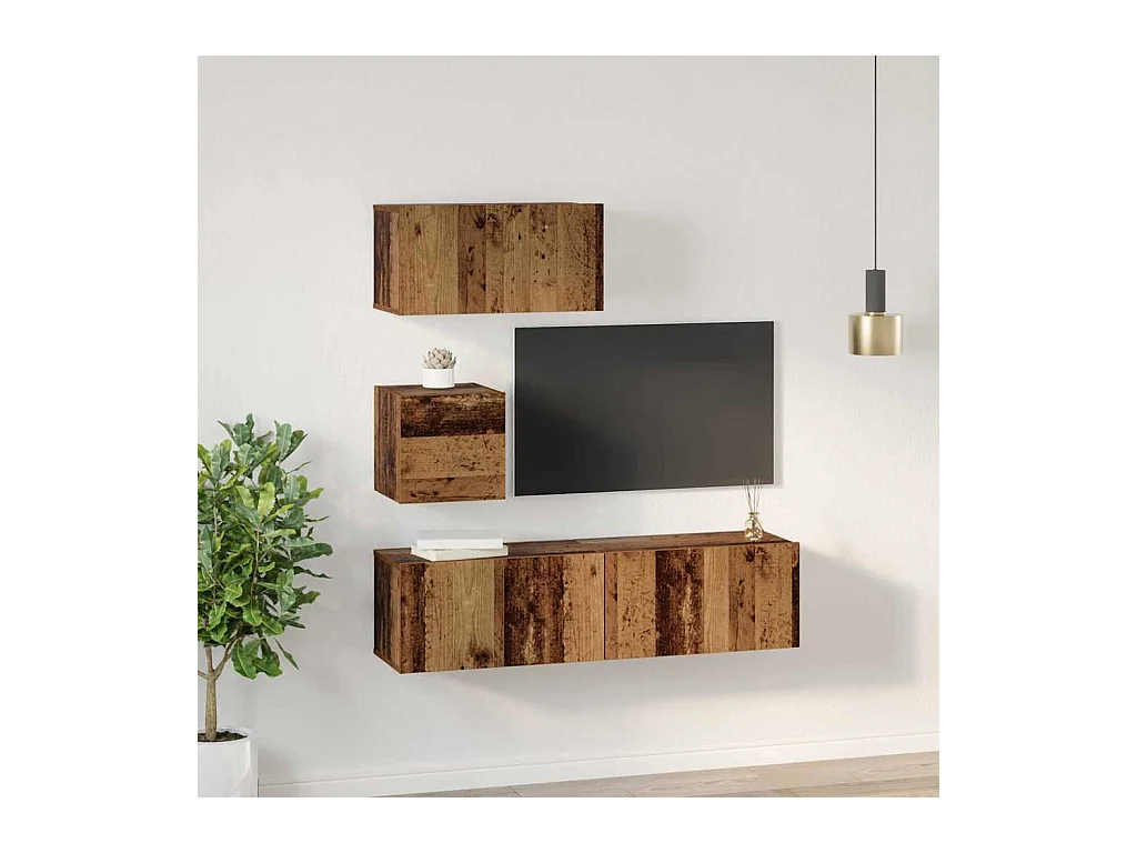 Ensemble meuble TV 4 pcs Bois ancien 60 x 30 x 30 cm