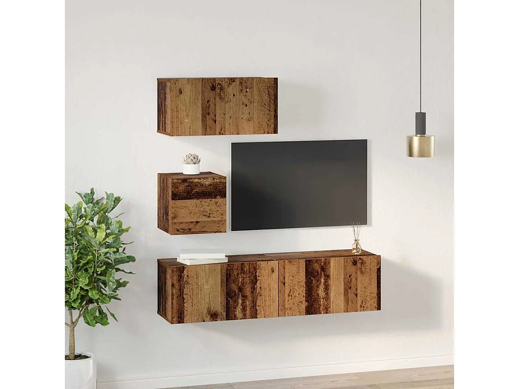 Ensemble meuble TV 4 pcs Bois ancien 60 x 30 x 30 cm