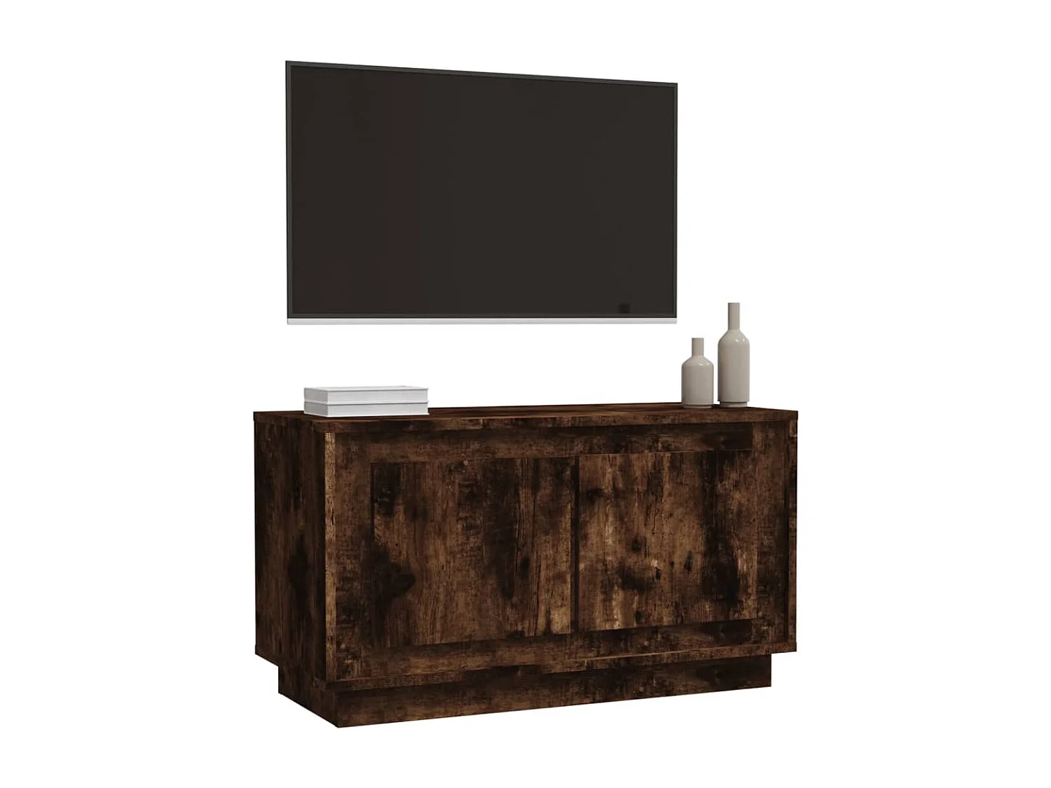 Meuble TV chêne fumé 80x35x45 cm bois d'ingénierie