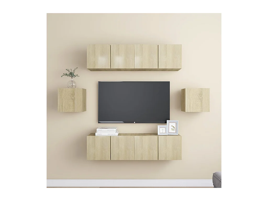 Ensemble de meubles TV 6 pcs Chêne sonoma Bois d'ingénierie