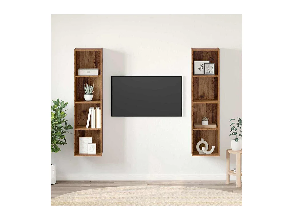 Mobile TV 2 pezzi Marrone 37 x 37 x 142,5 cm Legno ingegnerizzato