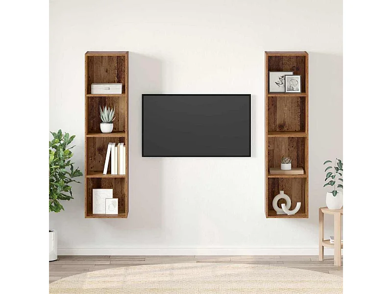 Meuble TV 2 pcs Marron 37 x 37 x 142.5 cm Bois d'ingénierie